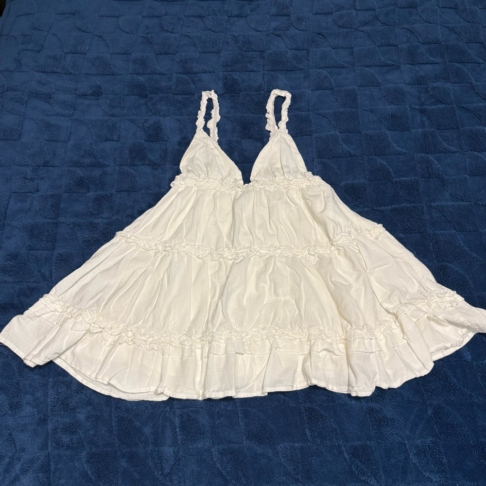 Princess Polly Women White Ruffle Tiered Romeo Mini Dress
